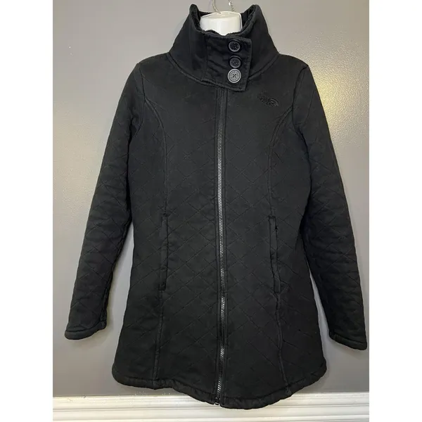 The North Face Caroluna Coat Women Lrg Black Quilted Fleece Lined Zip Jacket - Image 3