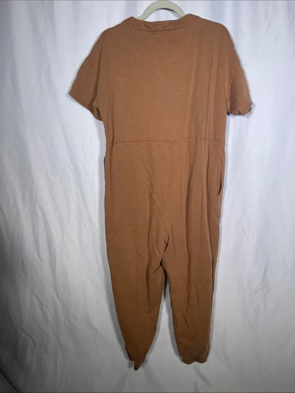 Madewell Womens Short Sleeve Coverall Jumpsuit Tan Large - Image 6