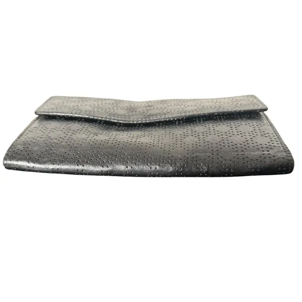 Lodis Black Leather Trifold Wallet Perforated‎ Flap Pocket Envelope Card Case ID - Image 2