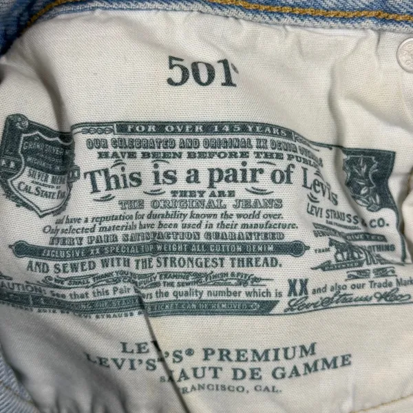 Levis Premium 501 Original Light Wash High Rise Cut Off Denim Shorts Womens 26‎ - Image 12