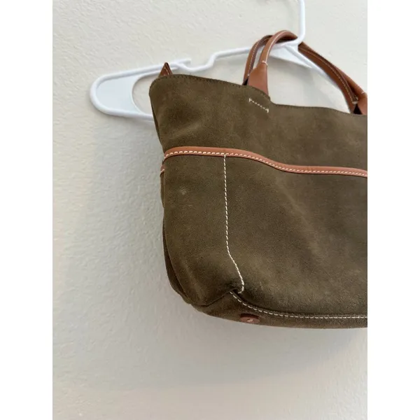 GAP Vintage Suede Leather Shoulder Tote Green - Image 4
