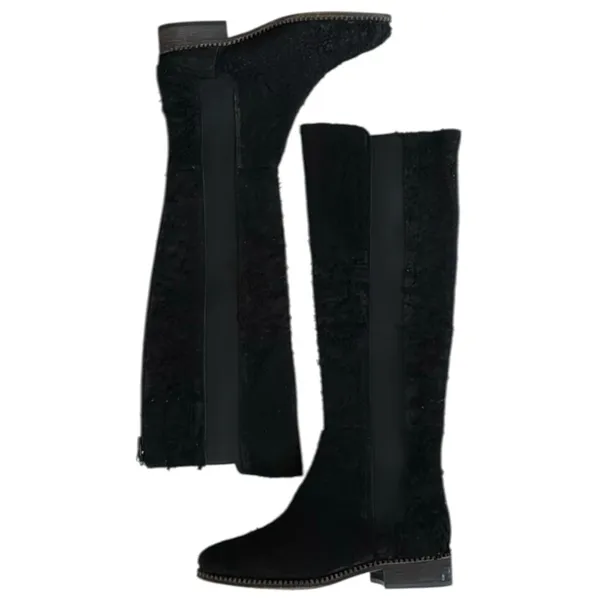 EUC Free People Leather Callow Textured Knee High Boots Black Size 6 - Image 3