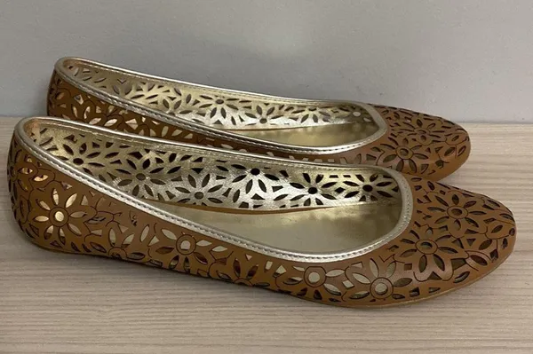 KENNETH COLE REACTION brown womens cut-out pattern flats shoes size 9 - Image 3