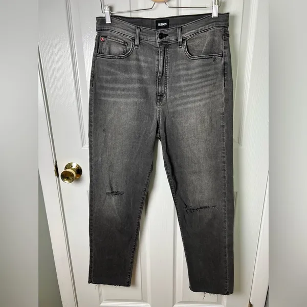 Hudson Womens NEW Kass High Rise Distressed Straight Ankle Jeans Washed Black 29 - Image 3