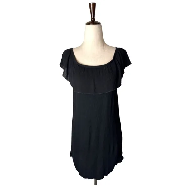 Becca Coverup Women Medium‎ Black Off The Shoulder Flowy Mini Swim Swimwear - Image 2