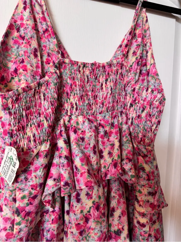 Floral Tiered Midi Dress in Pink - Image 6