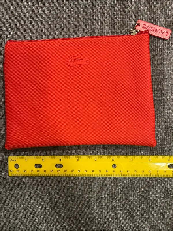 Lacoste Red Embossed Croc Zip Pouch - Image 3