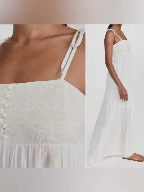 Spiritual Gangster Dolce Embroidered White Spring Summer Maxi Dress M - Image 2