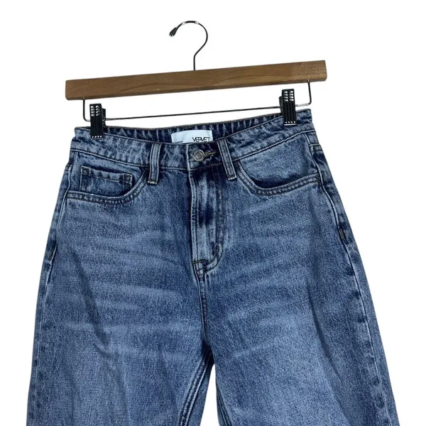 Vervet V2404 High Rise Distressed Straight Leg Jeans Blue Denim Size 25 - Image 2