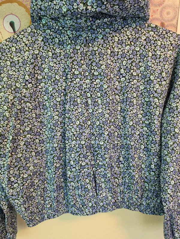 NEW Tommy Hilfiger Blue Floral Cotton Hoodie Pullover Jacket Medium - Image 14
