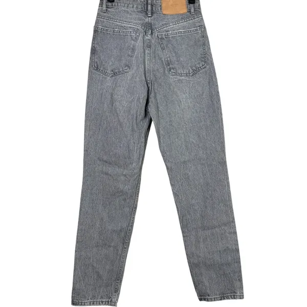 ZARA Straight Leg High Waisted Distressed Jeans Raw Hem 2 Rinsed Black #3900 - Image 14