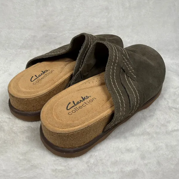 Clarks‎ Collection Brown Suede Mules Ultimate Comfort Clogs Womens 7M 26168507 - Image 4