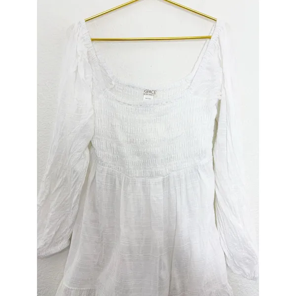 Revolve L*SPACE Winslet Dress Size Large Ivory Smocked Long Sleeve Boho - Image 8