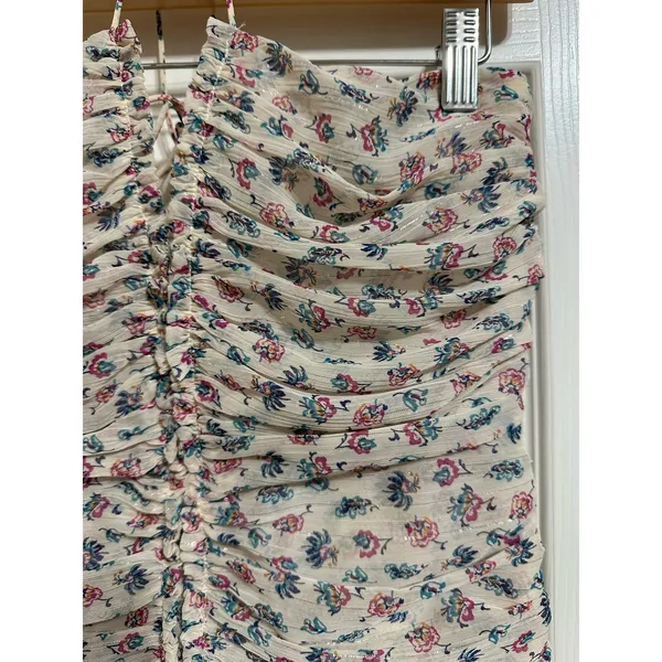 Zara women's beige floral ruched mini‎ halter dress size XS - Image 3