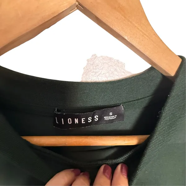 Lioness Bottega Green Layered Mix Media Crewneck Tee Striped Long Sleeve Shirt S - Image 8