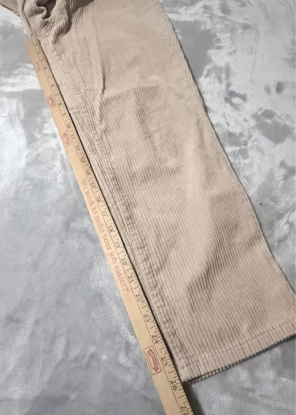 SO High Rise Straight Leg Corduroy Pants Beige Women Pockets Button Size 7 - Image 6