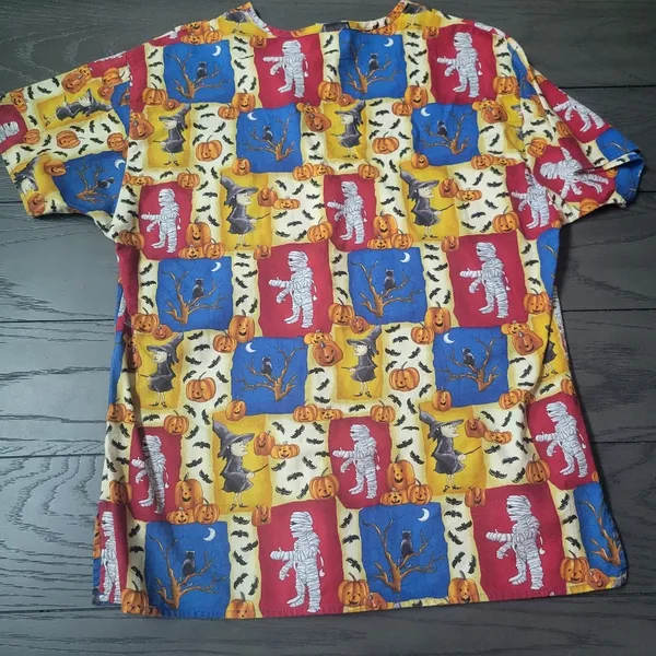Comfy Cottons Halloween Scrub Top Shirt Size Small Medical Nursing - Image 2