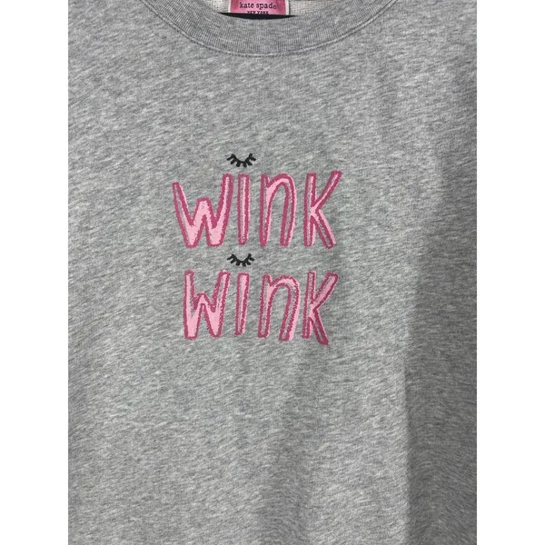 Kate Spade Wink Wink Sweatshirt Womens Small Gray Graphic - Image 3