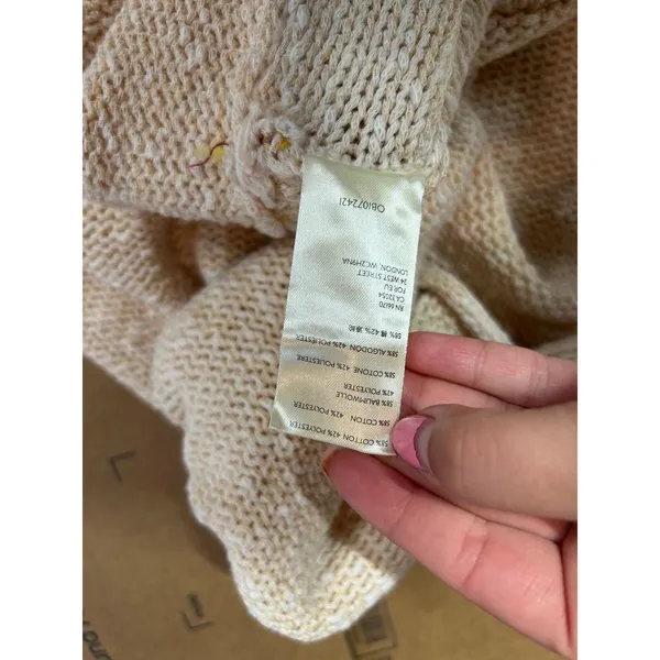 Free People Bright Lights Open Knit Dolman Sweater Cream Medium Beach Coastal‎ - Image 6