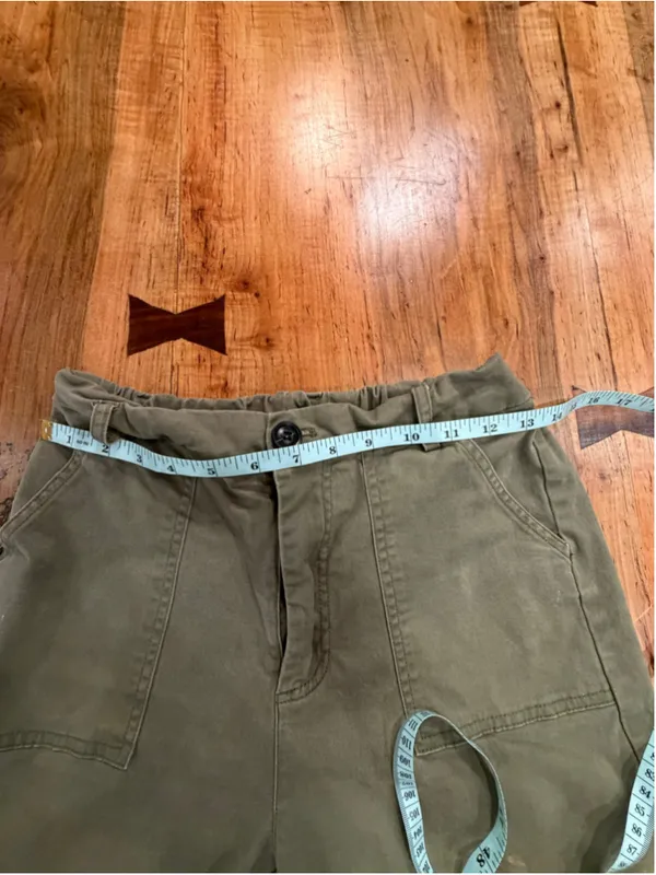 Olive Green Cargo Pants Women's Small Y2K Utility Parachute Pants Drawstring Hem - Image 7
