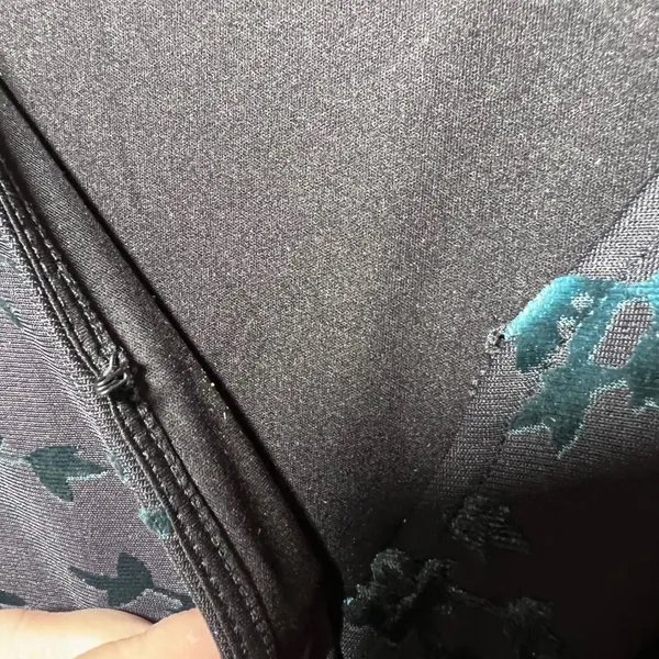Lauren Conrad Womens Large Black‎ Teal Burnout Velvet Floral Peplum Wrap Blouse - Image 7