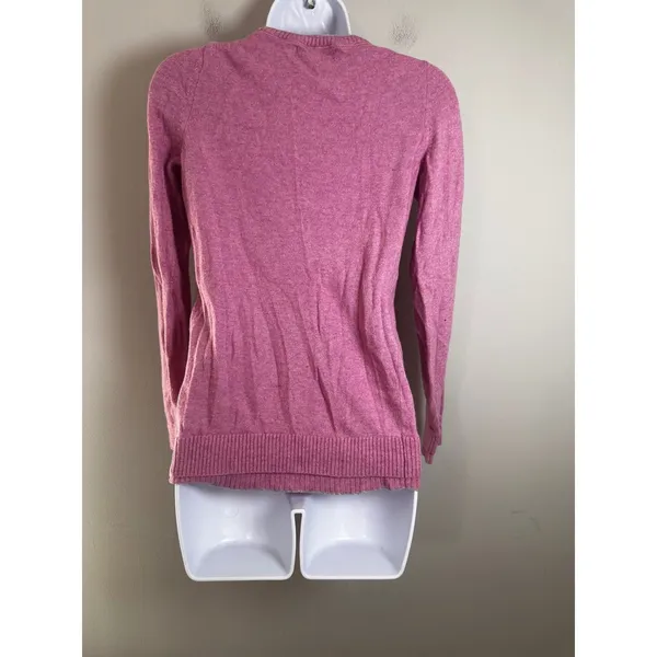 Banana Republic Pink Wool Cashmere Blend‎ V-Neck Sweater Italian Yarn Small - Image 3