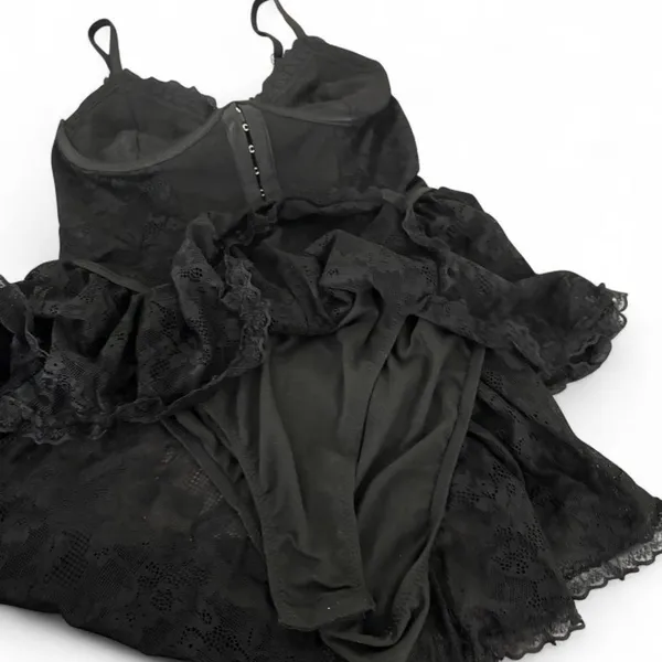 Black‎ lace corset top with adjustable straps unworn brand new size Large - Image 2