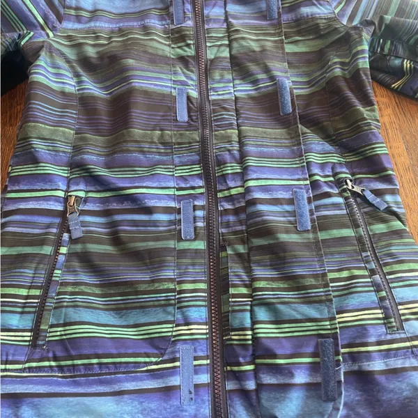 Burton Dri Ride Winter Coat Blue Black Pattern Hood Ski Snowboard Sled - XS - Image 3