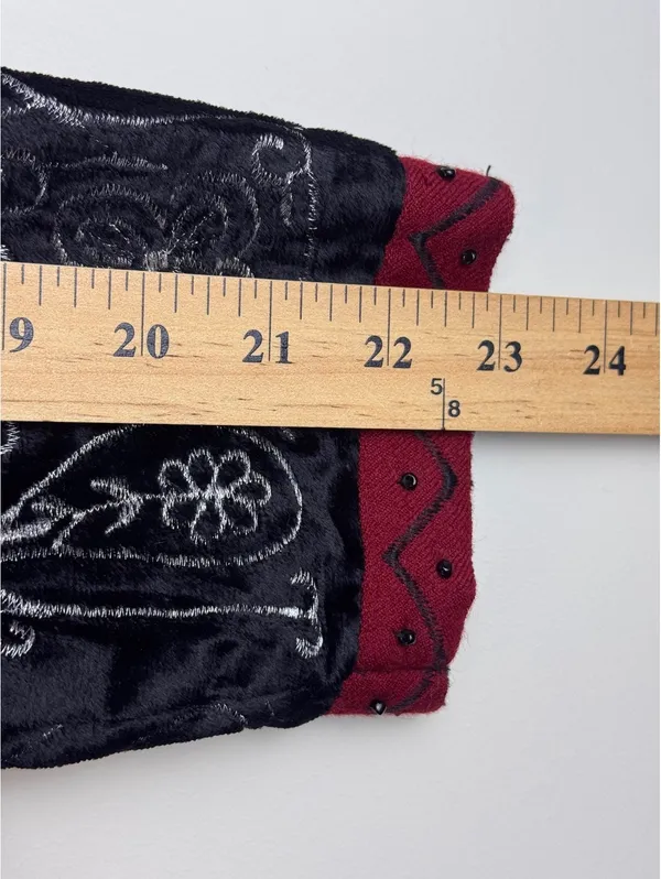 Brownstone Studio Vintage Patchwork Embroidered Velvet Jacket Size S Boho Black - Image 12