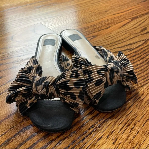 White House Black Market Ruffled Cheetah Leopard Print Sandals - Image 3