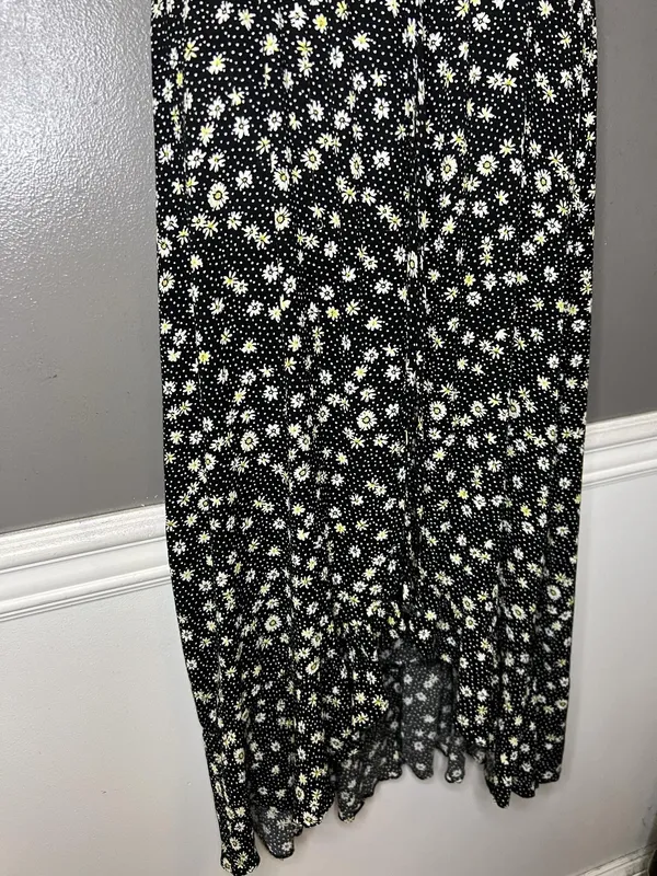Rewind Dress Womens Large Black Floral Button Front Tie Waist Maxi Sundress - Image 6