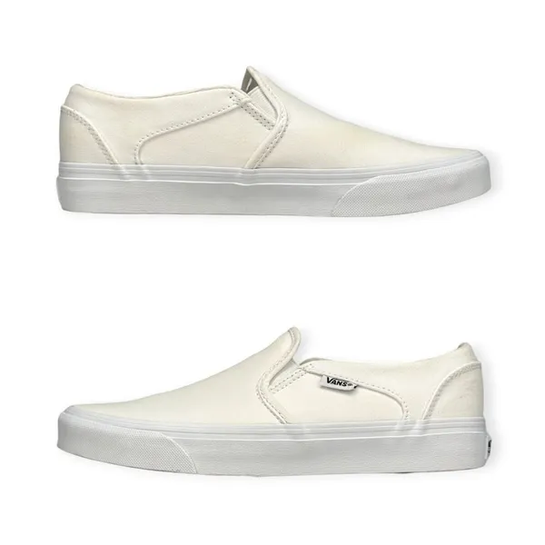 VANS | US Women Size 9 | Classic Asher White Canvas Slip-On Skate Shoes 721356 - Image 5