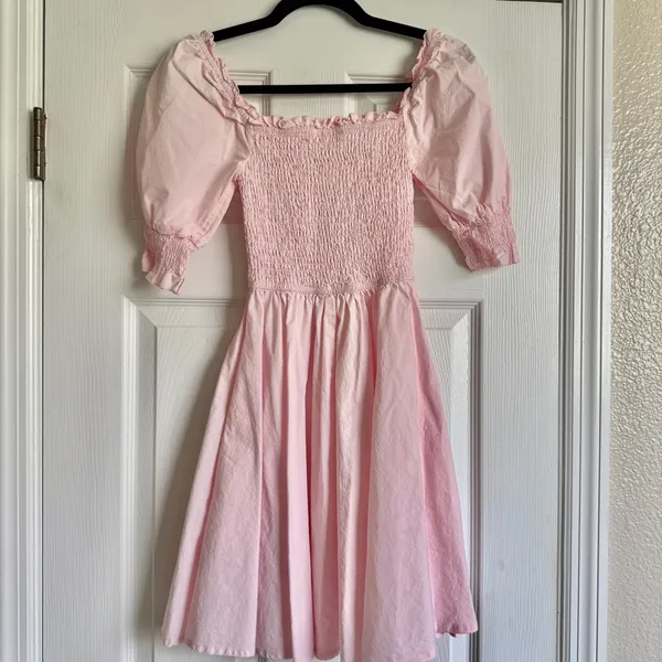 Francesca's Collections Light Pink Smocked Dress - Image 4