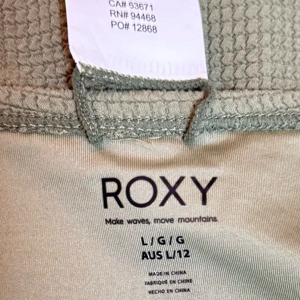 Roxy Essaouira Oil Green Textured High Leg Bikini Bottom L NWT Low Rise Beach - Image 4