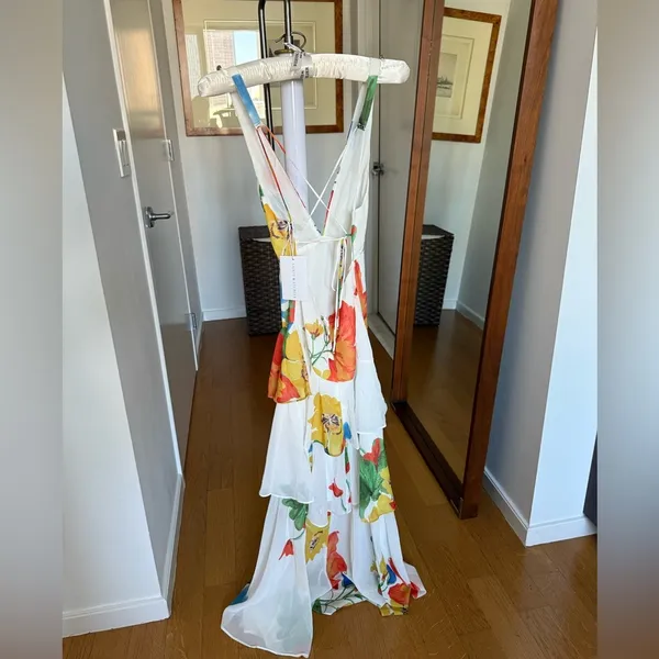 Selfie Leslie *NWT* Saints & Secrets Veda Strappy Back Ruffle Maxi Dress White - Image 12