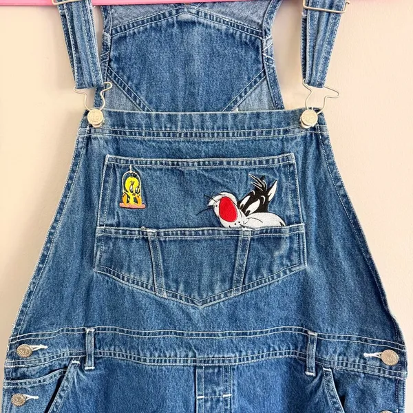 Vintage Medium Wash Looney Tunes Overalls - Image 5