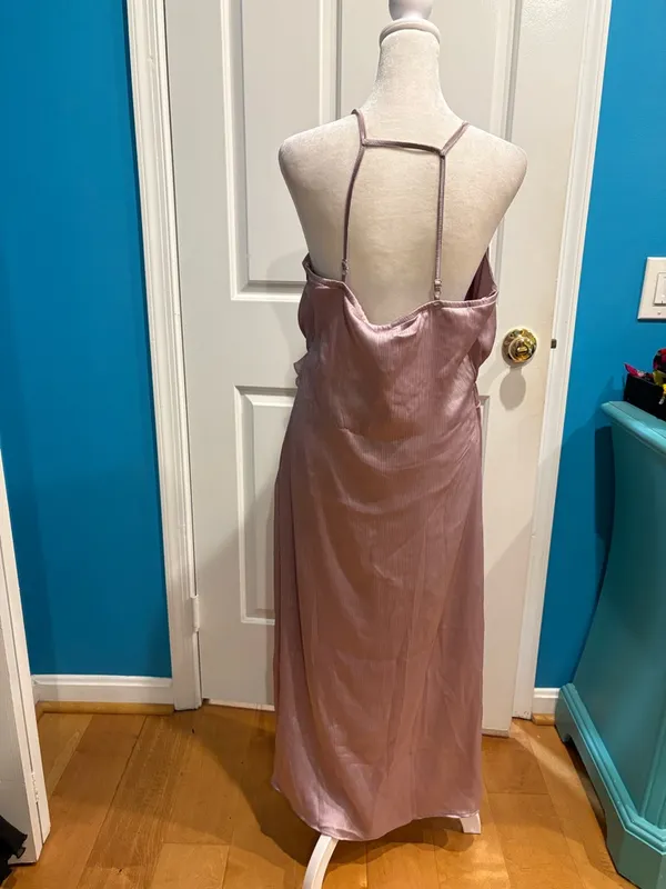 Y.A.S. asos slip satin cocktail dress long midi pink lilac new NWT romantic boho - Image 2