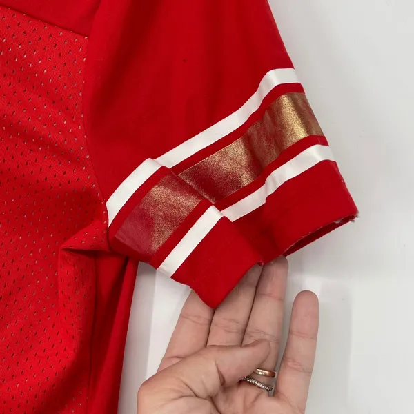 Majestic NFL Kansas City Chiefs Red‎ Gold Lace Up Football Jersey S Sports - Image 4