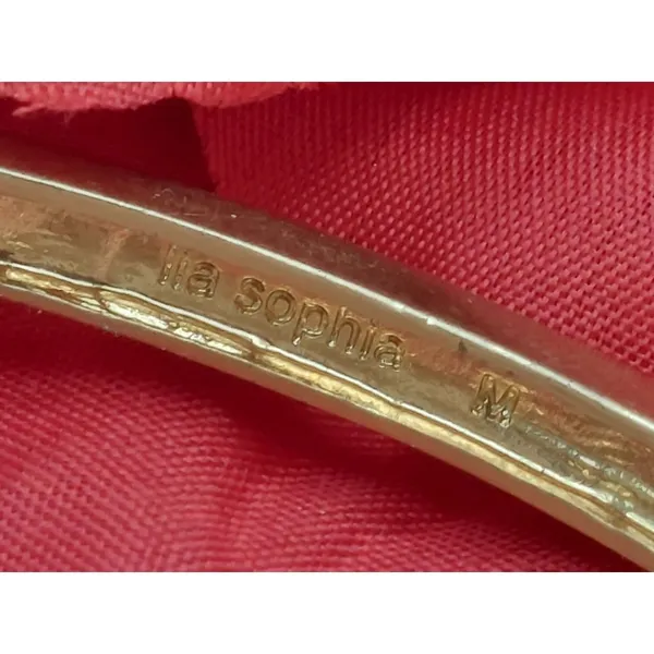 Lia Sophia Gray Enamel Gold Tone Stretchable Bangle Bracelet Baguette Crystals - Image 12