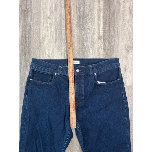 Madewell Flare Jeans Dark Indigo Blue High Rise Wide‎ Leg 1lDenim Size 32 Petite - Image 7