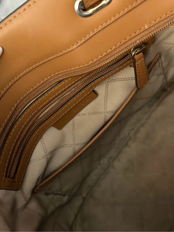 Michael Kors Brown Signature Tote with Tan Leather Straps - Image 6