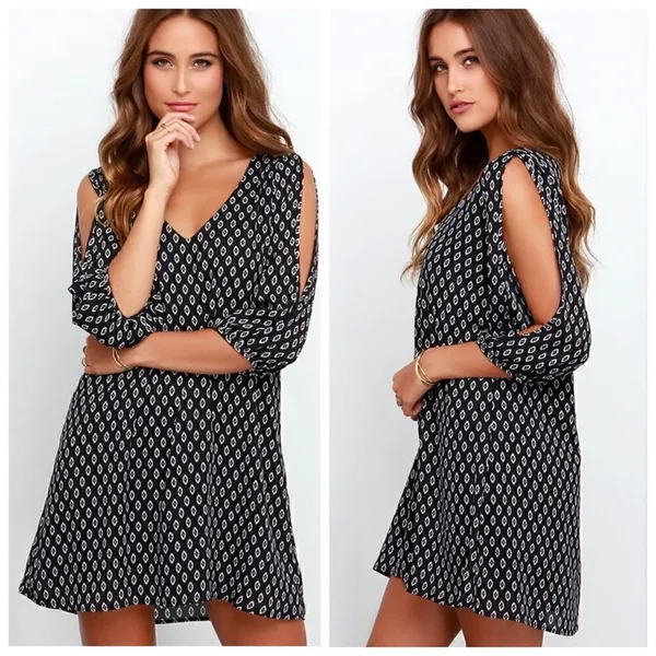 Lulu’s Shifting Dears Black Print Long Sleeve Dress - Image 4