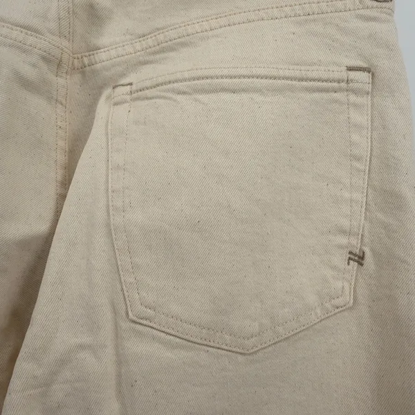 AE77 Stovepipe Selvedge Jeans Women 14 Regular Cream NWT Organic Cotton Straight - Image 7