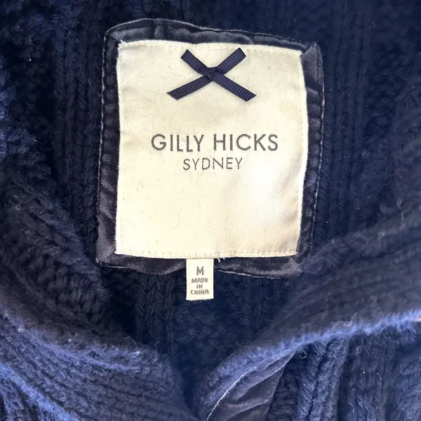 GILLY HICKS Cardigan Womens Blue Button Front Cable Knit Wool Blend‎ Size M Y2K - Image 9