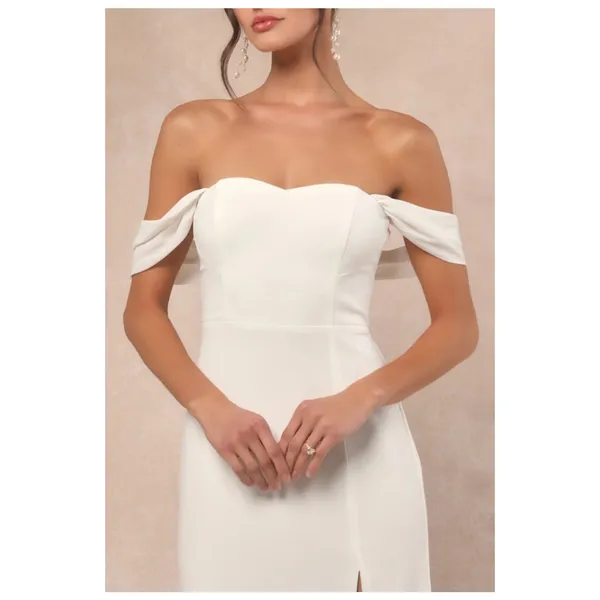NWT Lulus Magical Magnetism White Off-the-Shoulder Maxi Dress Bridal Wedding M - Image 8