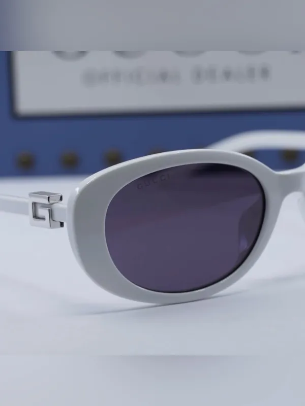 New Gucci Oval Sunglasses Gucci Gg1684sa 006 White Grey Women Eyewear Nib - Image 8