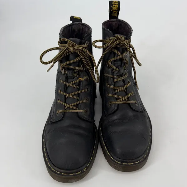 Dr. Martens Luana Black Leather Lace Up‎ Combat Boots Floral Lining Women 6 US - Image 2