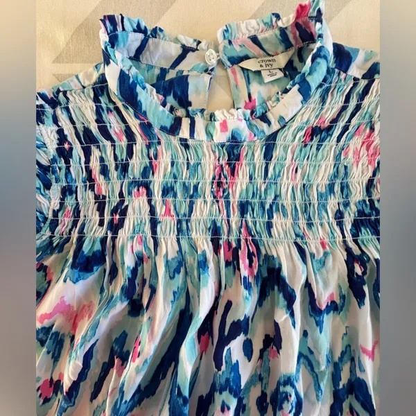 Crown & Ivy Blue and Purple Ruffled Blouse - Image 5