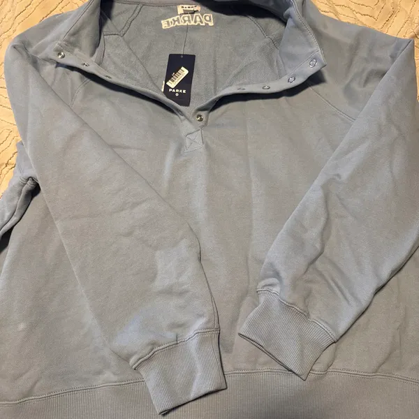 Parke x target snap blue mockneck sweatshirt  - Image 3