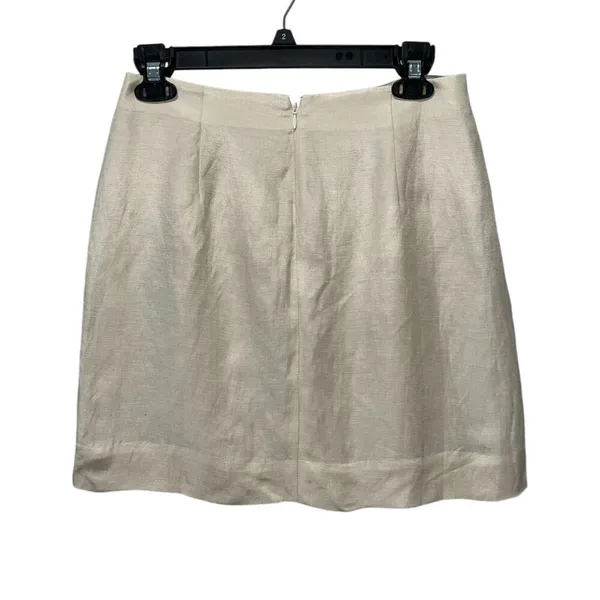 J.Crew Button Front Linen Cupro Blend Skirt Size 2 Womens Tan Lined Fall Wear - Image 3